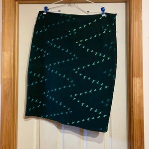 Women Green Bird Patterned Skirt